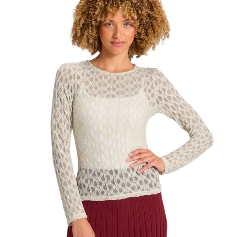 A New Day Cream Lace‎ Women's Blouse